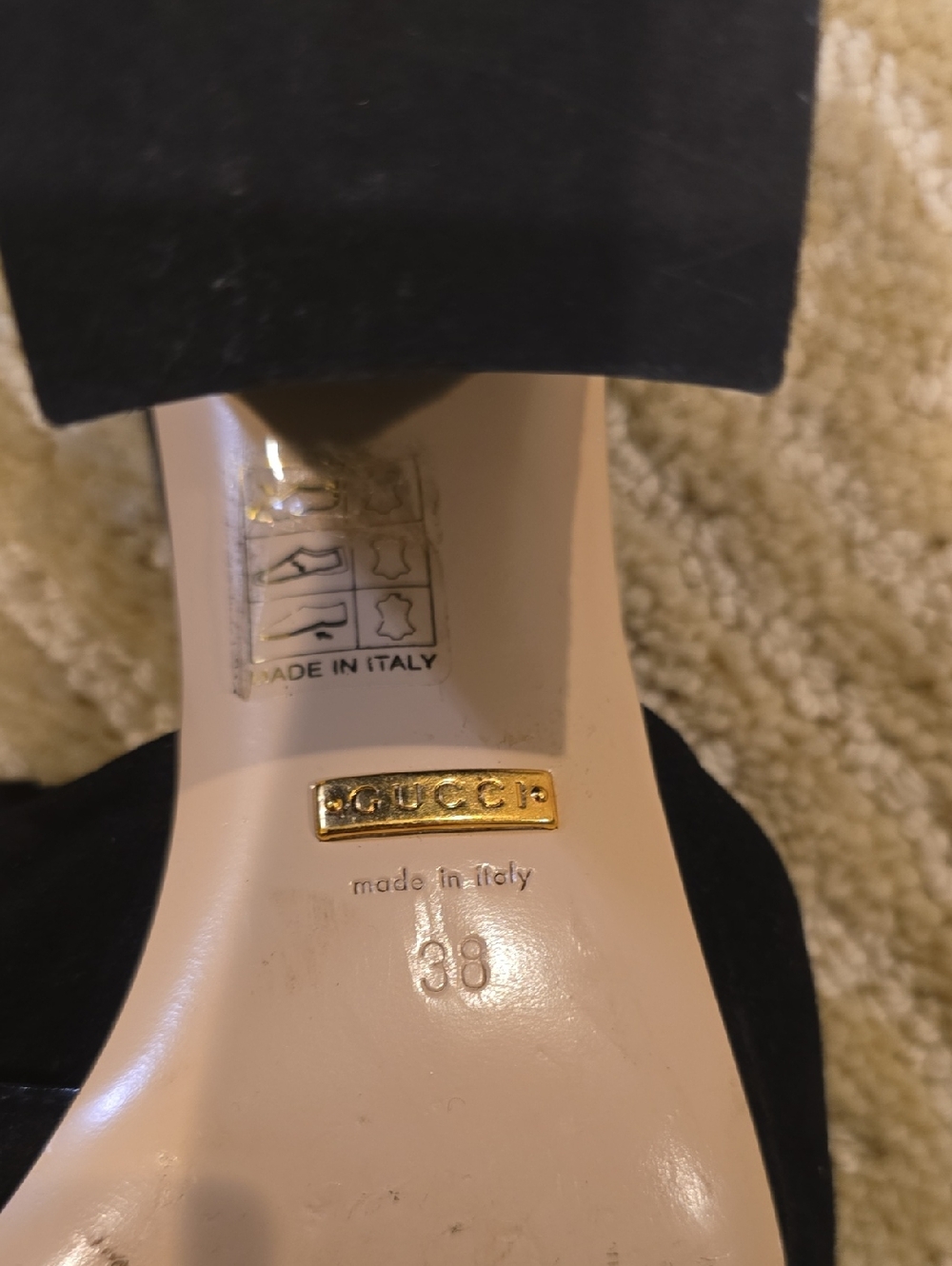Gucci Black Suede Fringe Mules with Gold Double G, Size 38 - Picture 2 of 12
